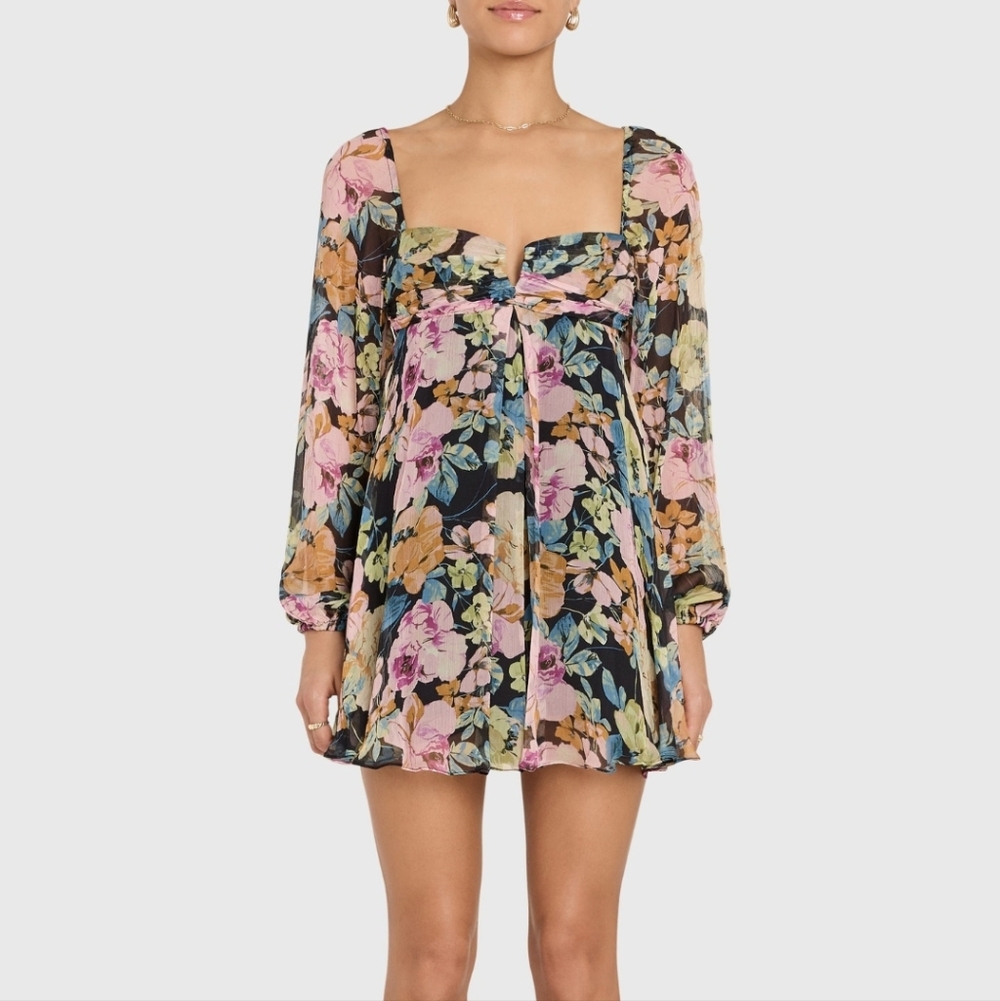 NWT Amanda Uprichard X Revolve 'Carrie' Chiffon Mini in Floral Print | Sz Med